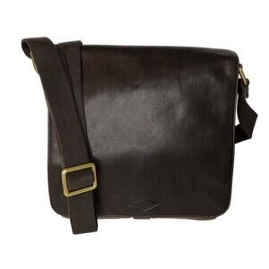 Fossil Trevor NS City Dark Brown Leather Messenger Style Crossbody Bag Unisex